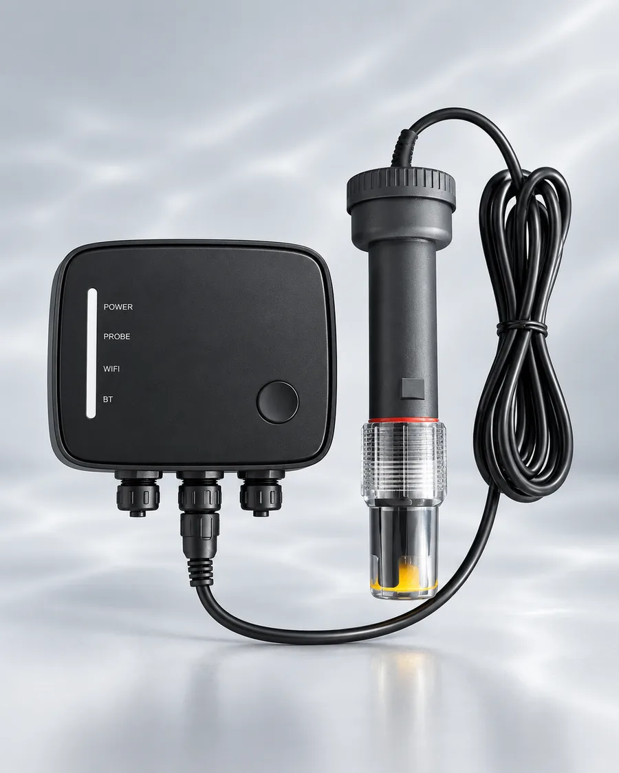 Hub EVVO Sense conectado a la sonda en línea de pH, ORP y temperatura